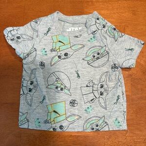 Star Wars Kids Tee with Baby Yoda in Gray and long sleeve onesie 0/3M